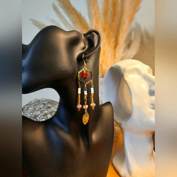 Handmade Mix Resin/Beads Earrings - Picture 2 of 3